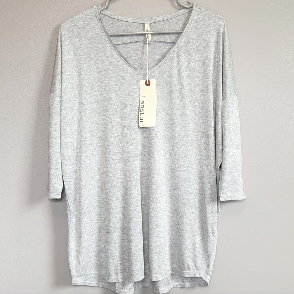 NWT REVOLVE LANSTON Quarter Sleeve Top Gray Size Small